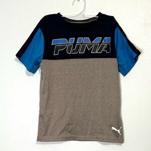 Puma Kids Two-Tone T-Shirt Navy Gray Size 5 EUC Athletic Tee